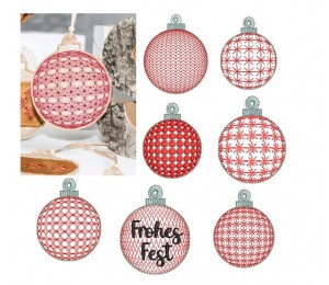 Stickserie ITH - Weihnachtskugeln Anhänger Grafisch